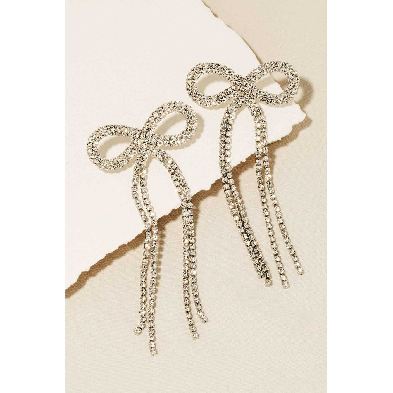 Anarchy Street rhinestone ribbon bow tail drop earrings