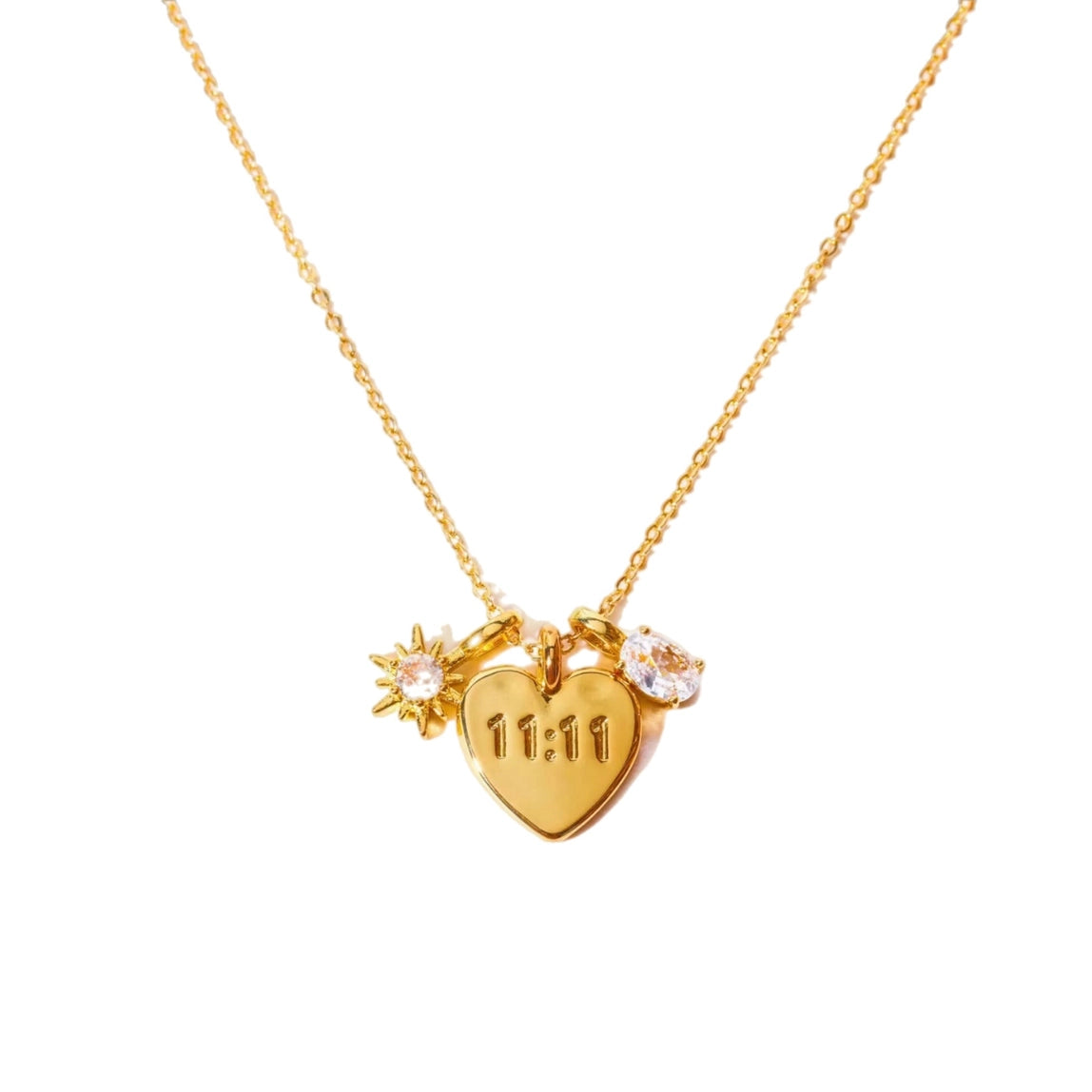 Kismet 11:11 engraved heart charm necklace