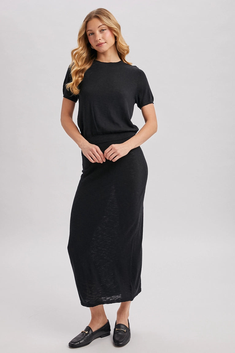 Bluivy crew neck knit Tee & maxi skirt set