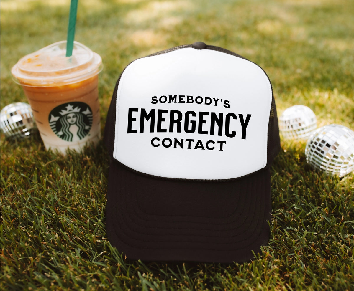Bash emergency contact trucker hat
