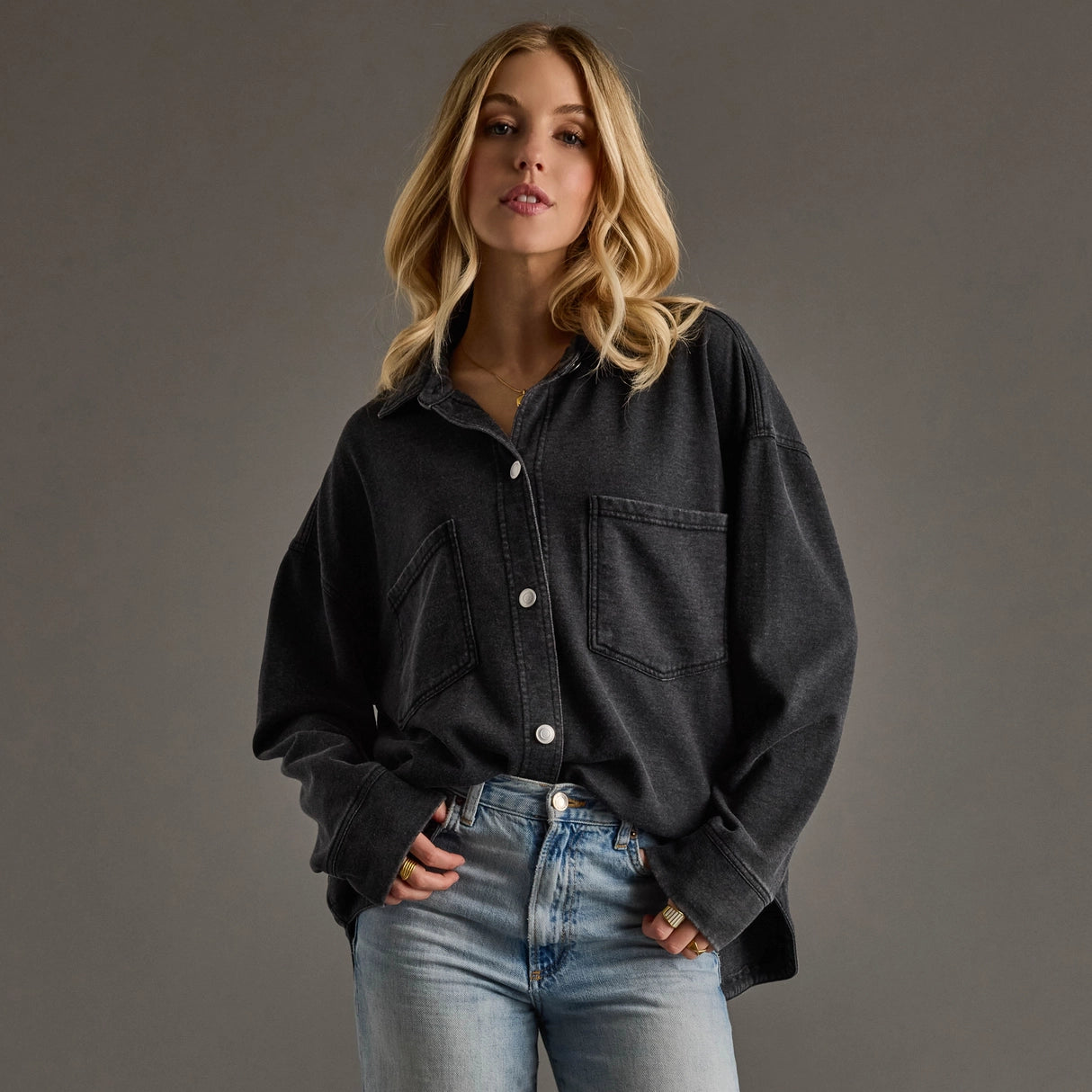 Panache Apparel Co. super soft button up oversized shirt