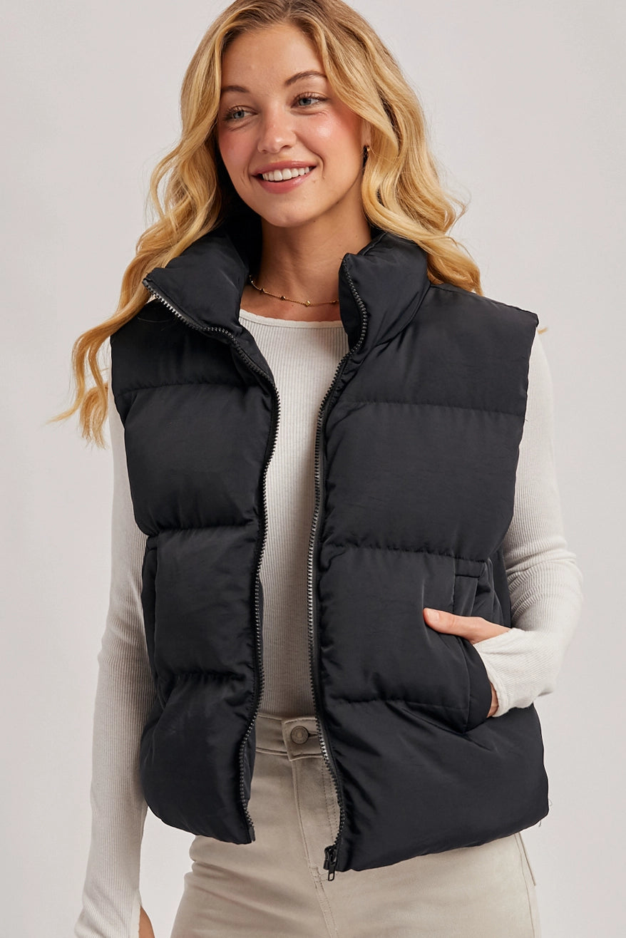 Bluivy zipper front puffer vest