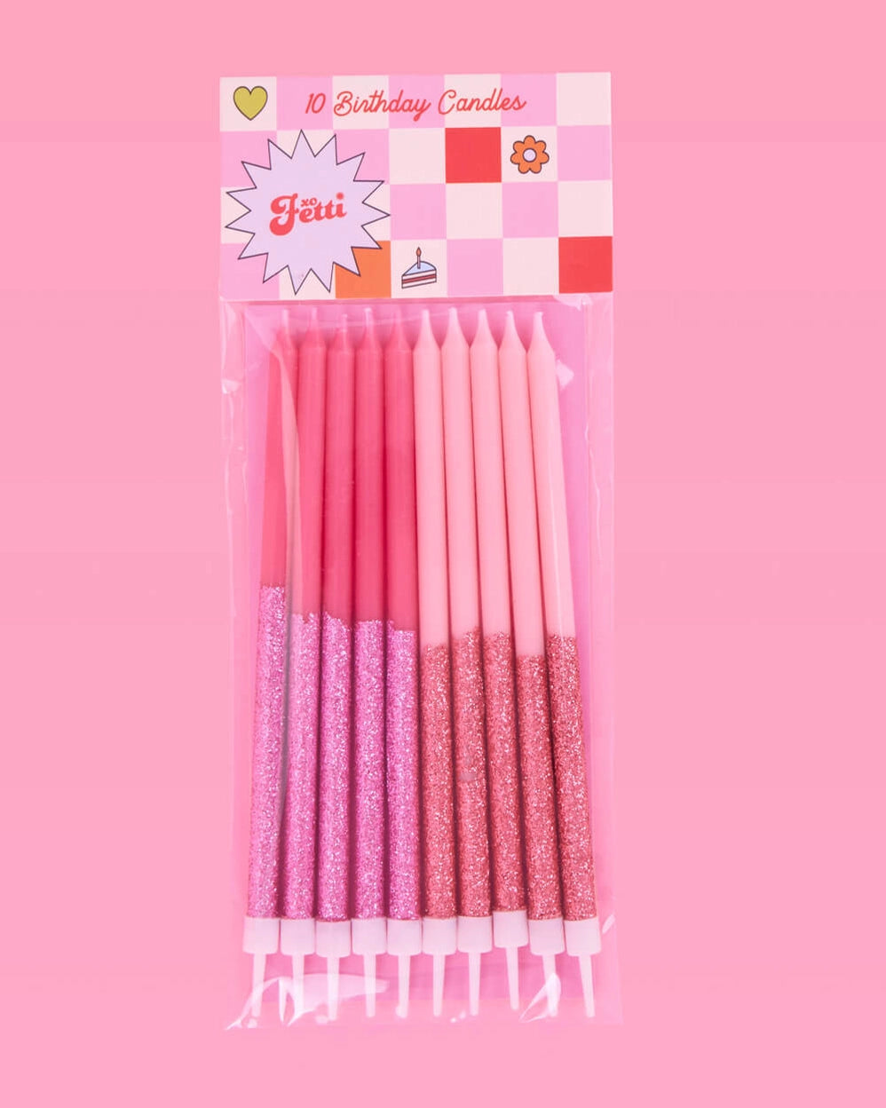 xo, Fetti 10-pack pink glitter candles