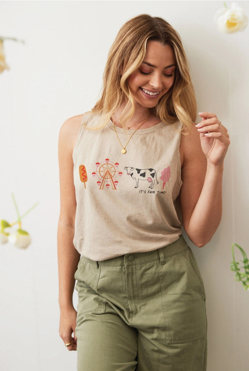 Oat Collective fair time graphic tank top