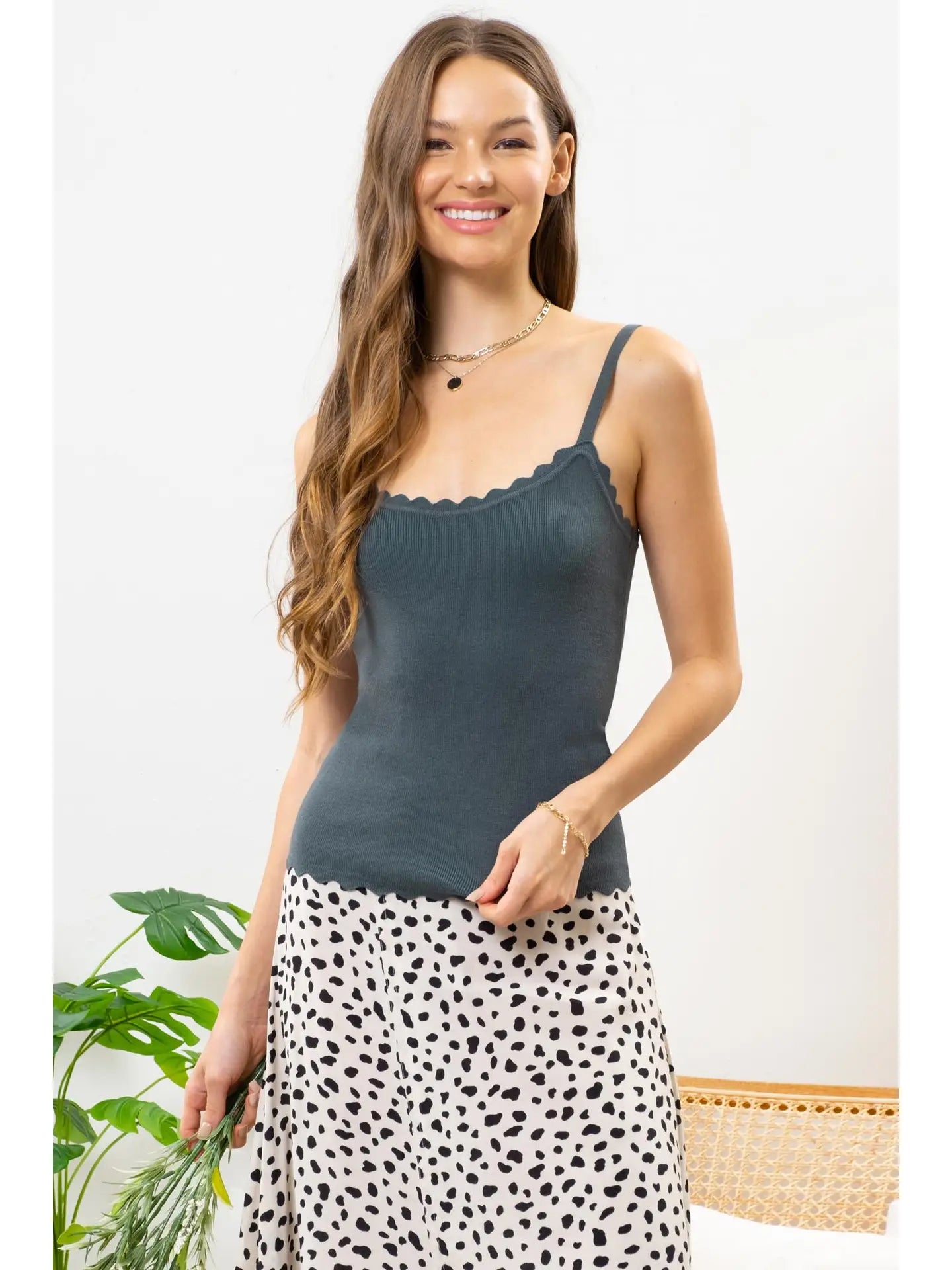 Blu Pepper scalloped cami tank