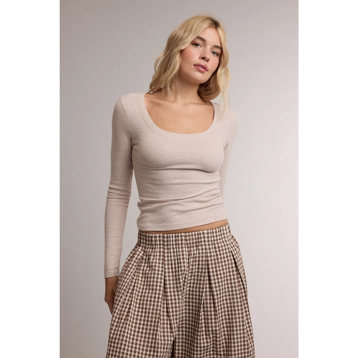 Wishlist Apparel heathered scoop neck knit tee