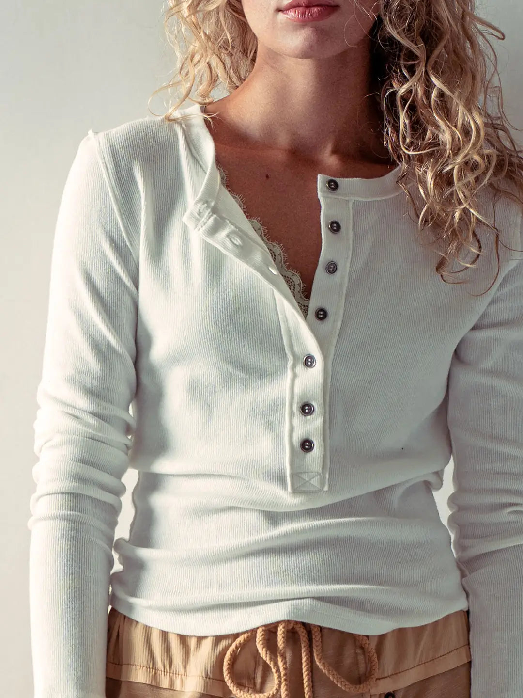 Urban Daizy ribbed henley long sleeve top