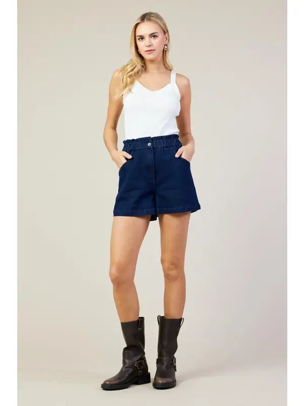 Skies are Blue stretch high-waisted denim shorts