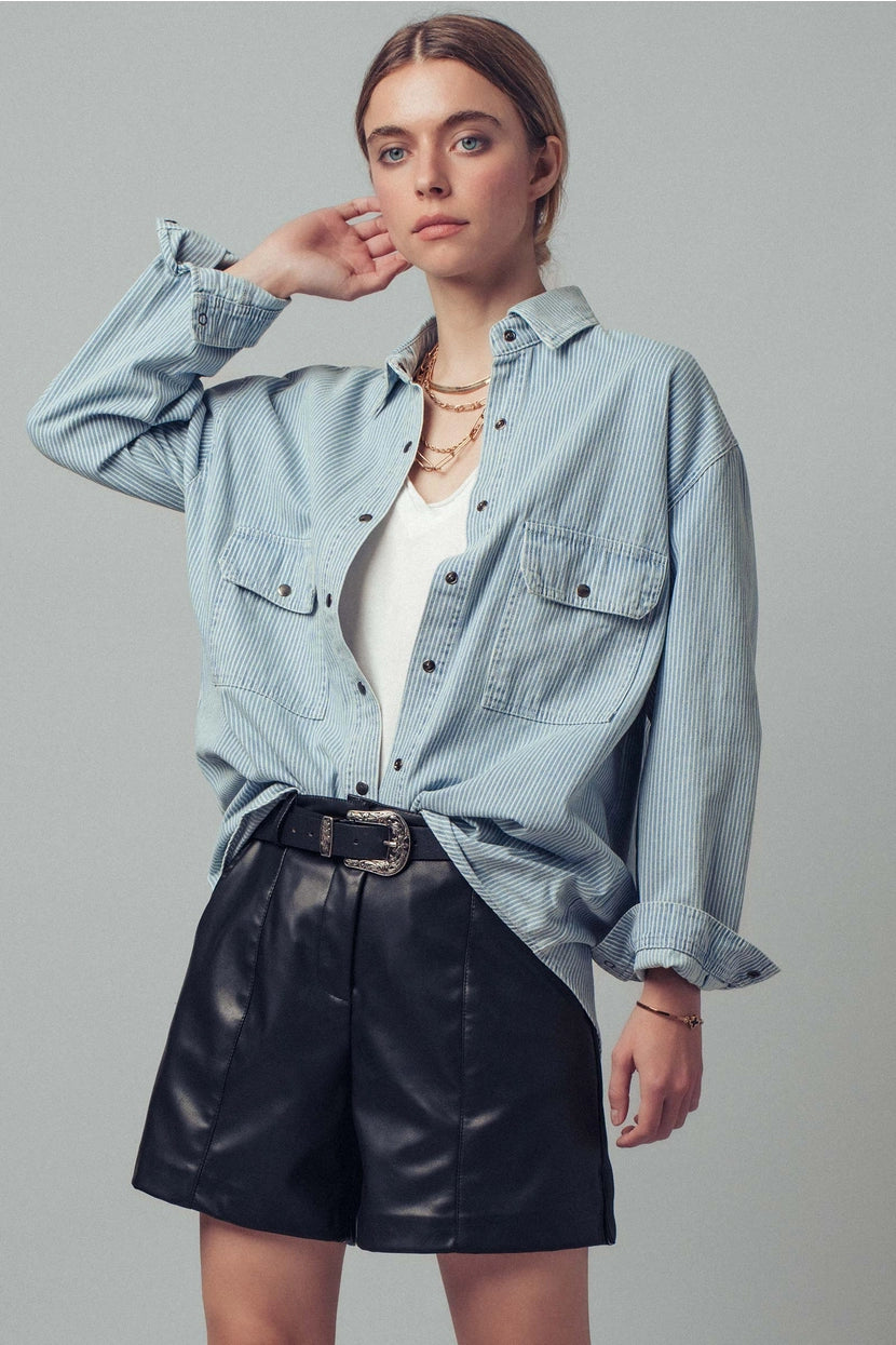 Urban Daizy oversized pinstripe button-up shirt