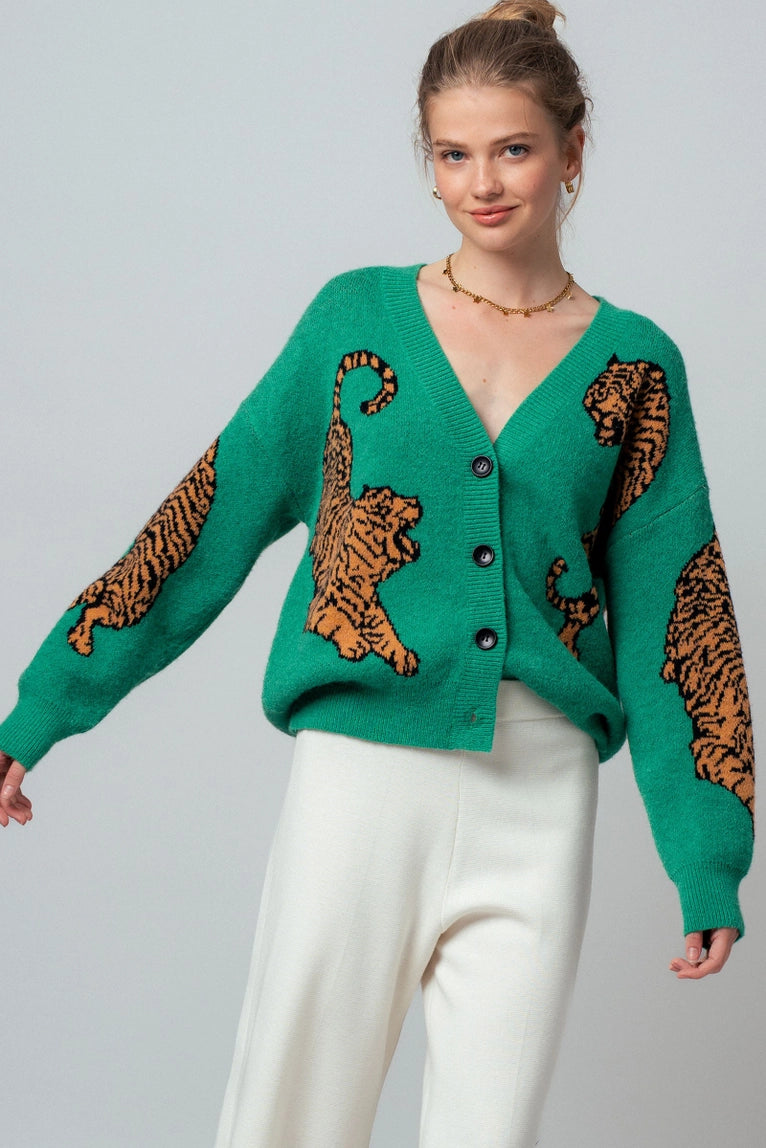 Urban Daizy tiger jacquard cardigan