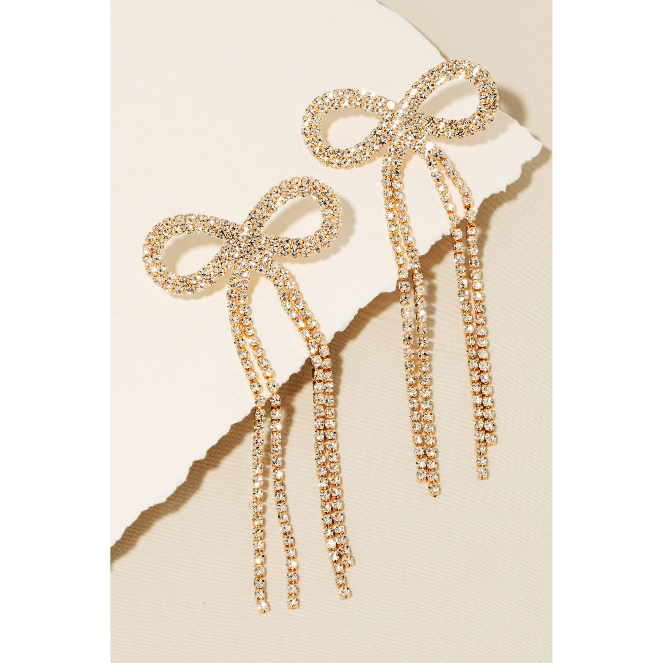 Anarchy Street rhinestone ribbon bow tail drop earrings