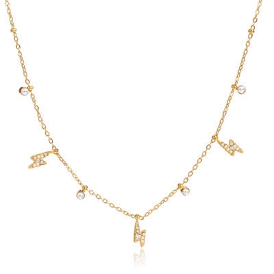 Kismet dainty crystal lightning bolt necklace