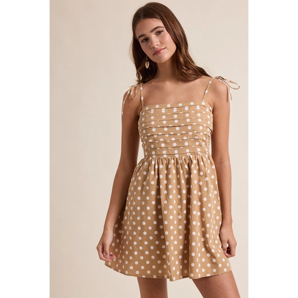 Wishlist Apparel polka dot pleated mini dress