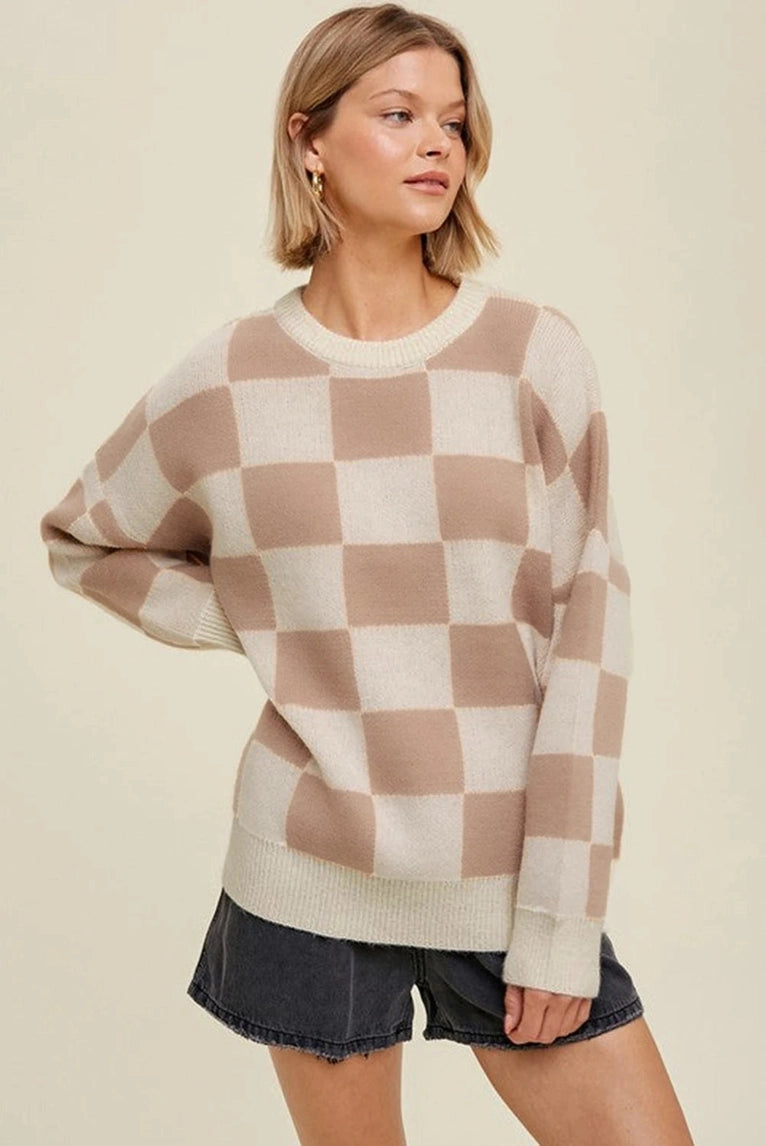 Lovesoft checkered oversized sweater