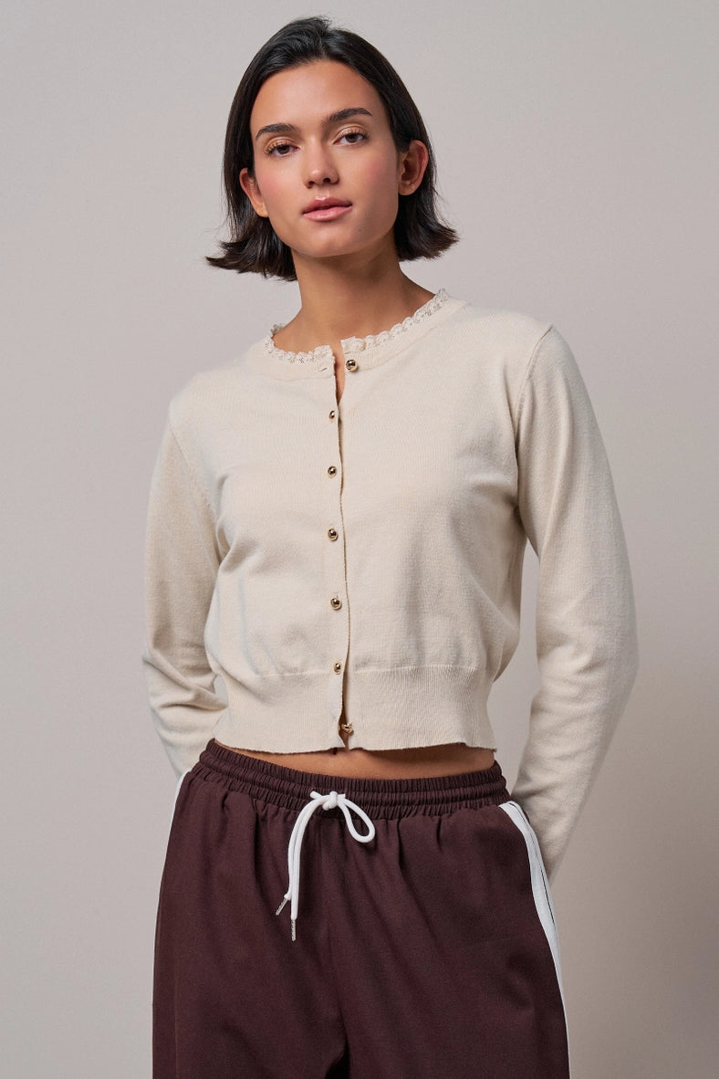 Urban Daizy lace trim knit cardigan