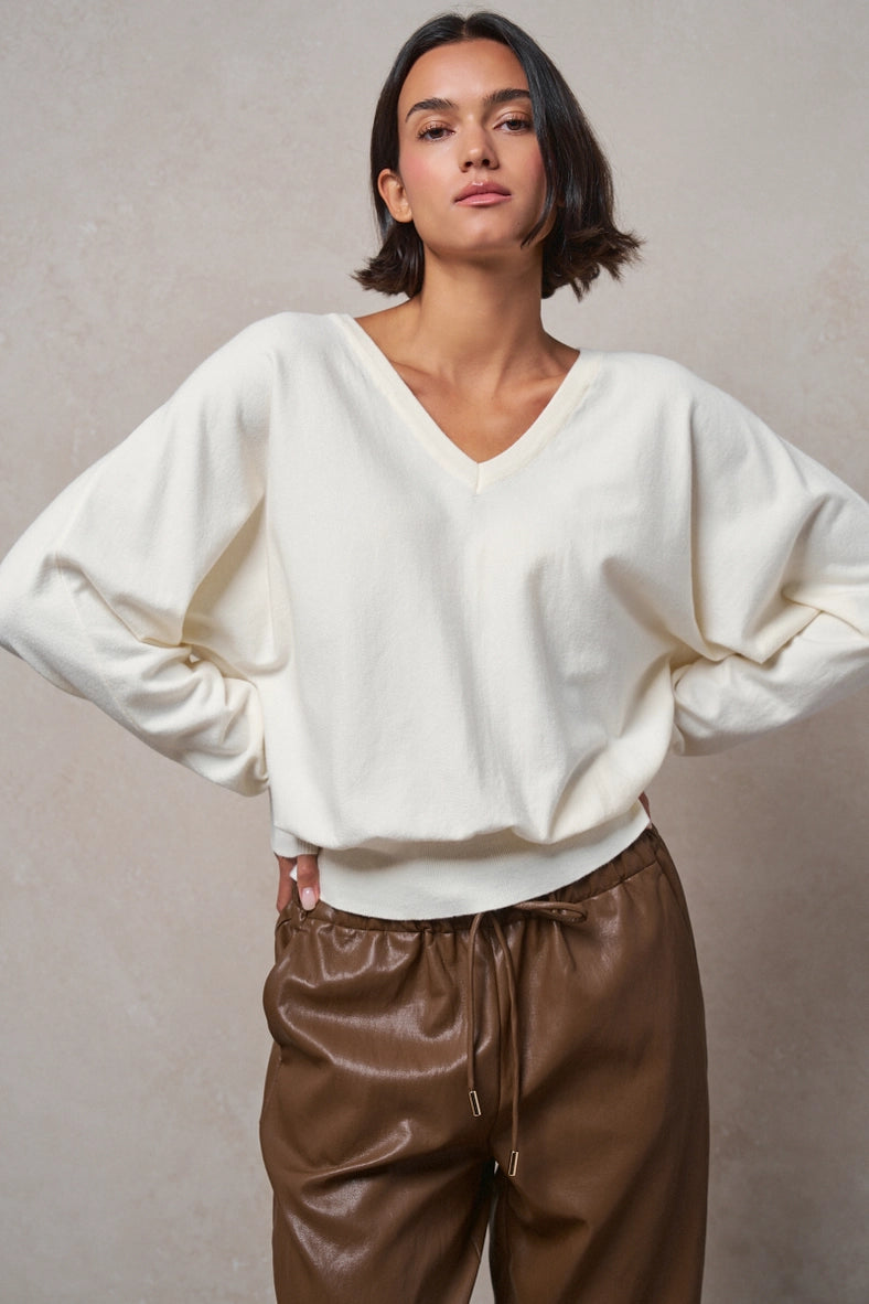 Urban Daizy v-neck drop shoulder knit sweater