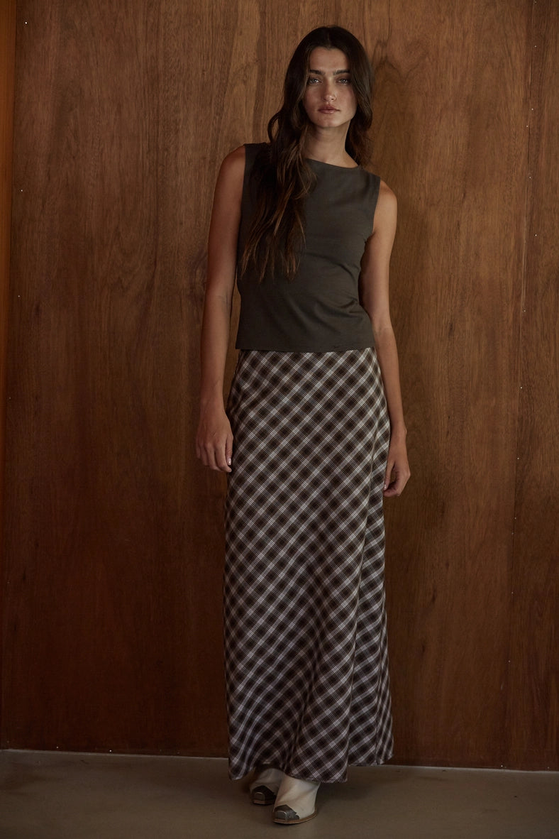 By Together plaid midi skirt