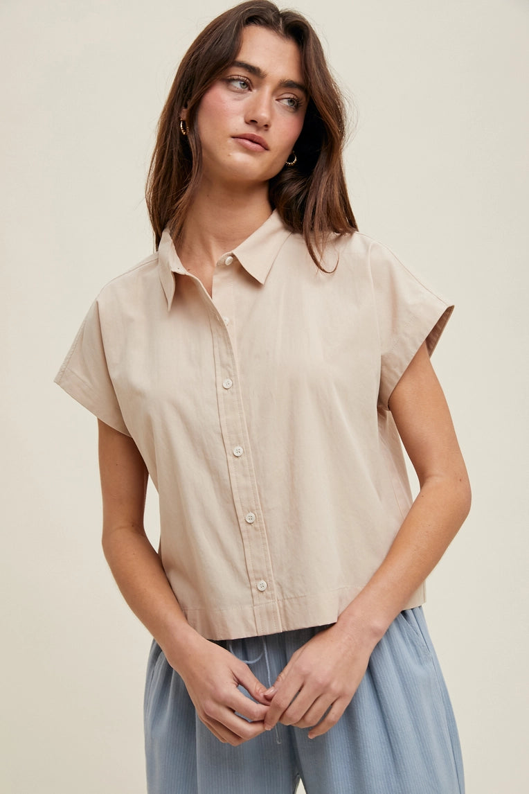 Wishlist Apparel relaxed crop button-up shirt