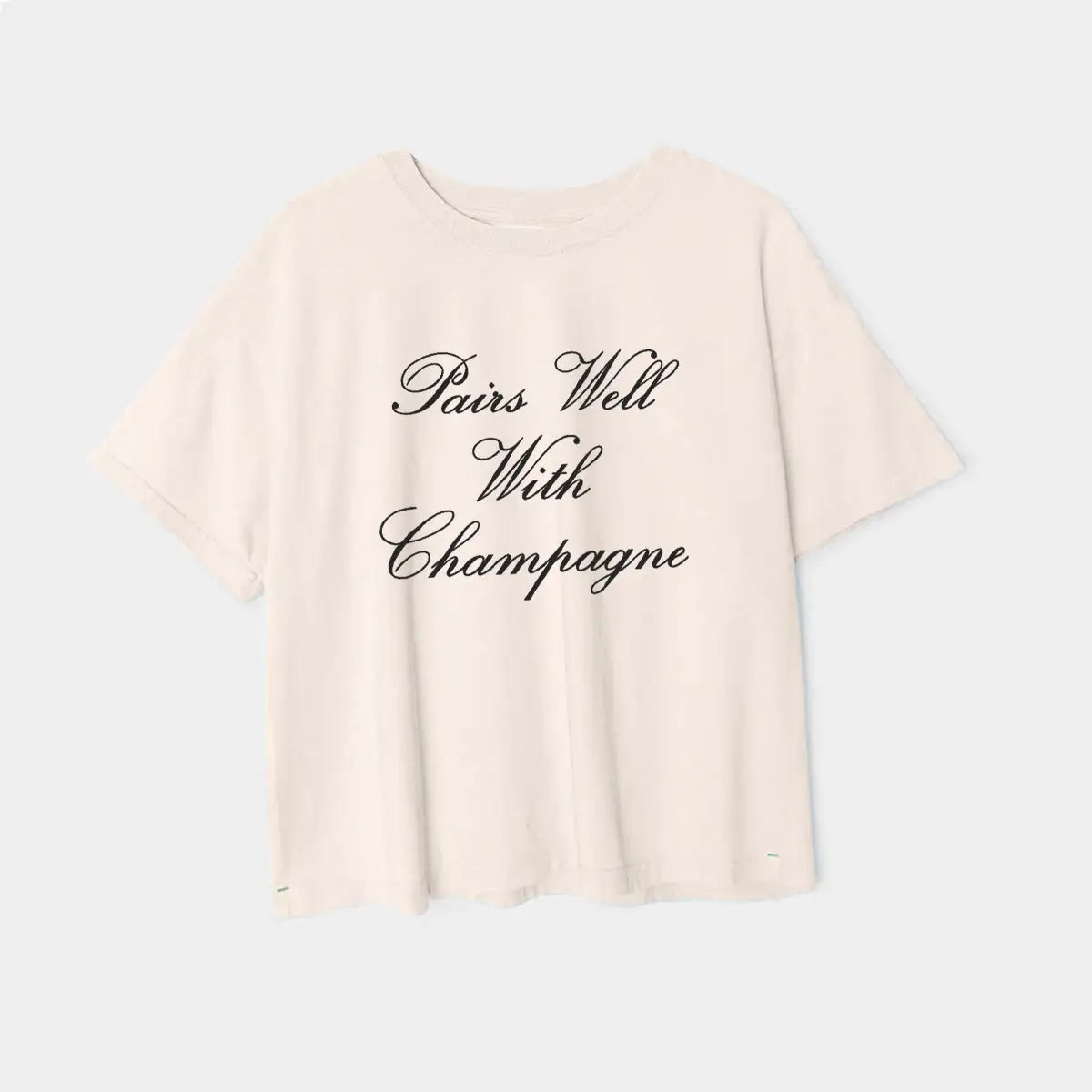 House of Lulu "pairs well with champagne" crop tee