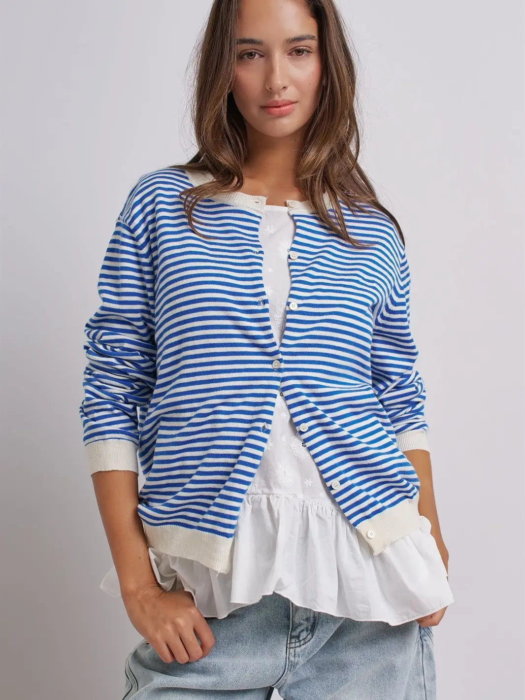 Urban Daizy breton striped knit cardigan