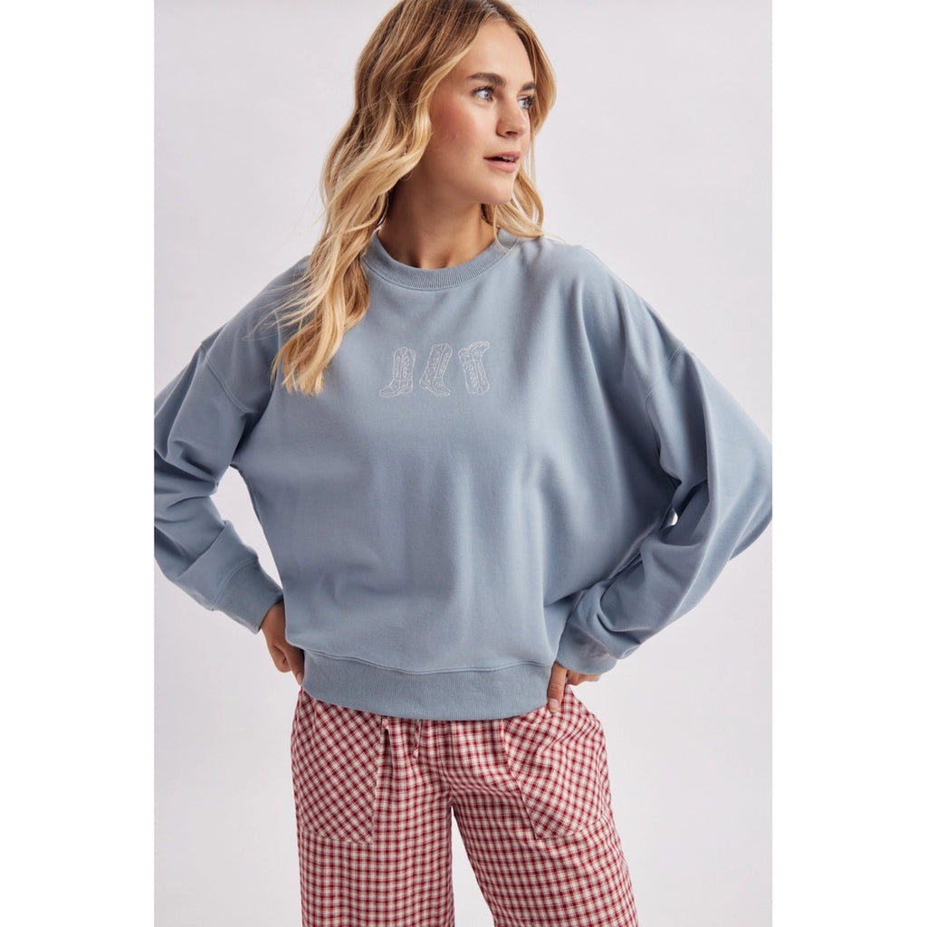 Wishlist Apparel western boots graphic sweatshirt