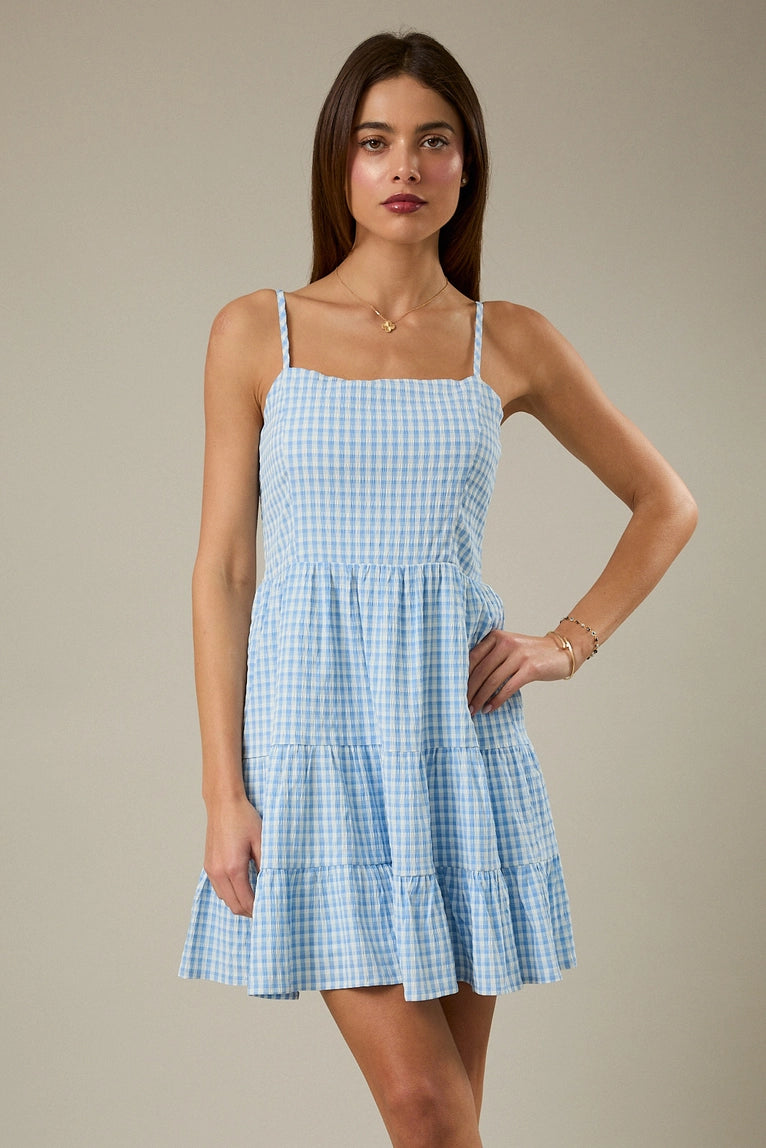 Sunday Edition square neck tiered mini dress