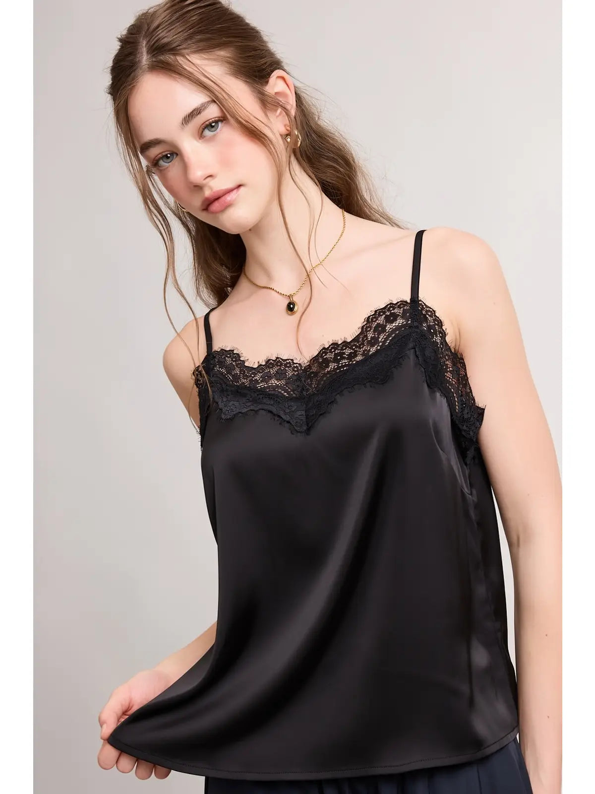 Wishlist Apparel satin lace trim cami