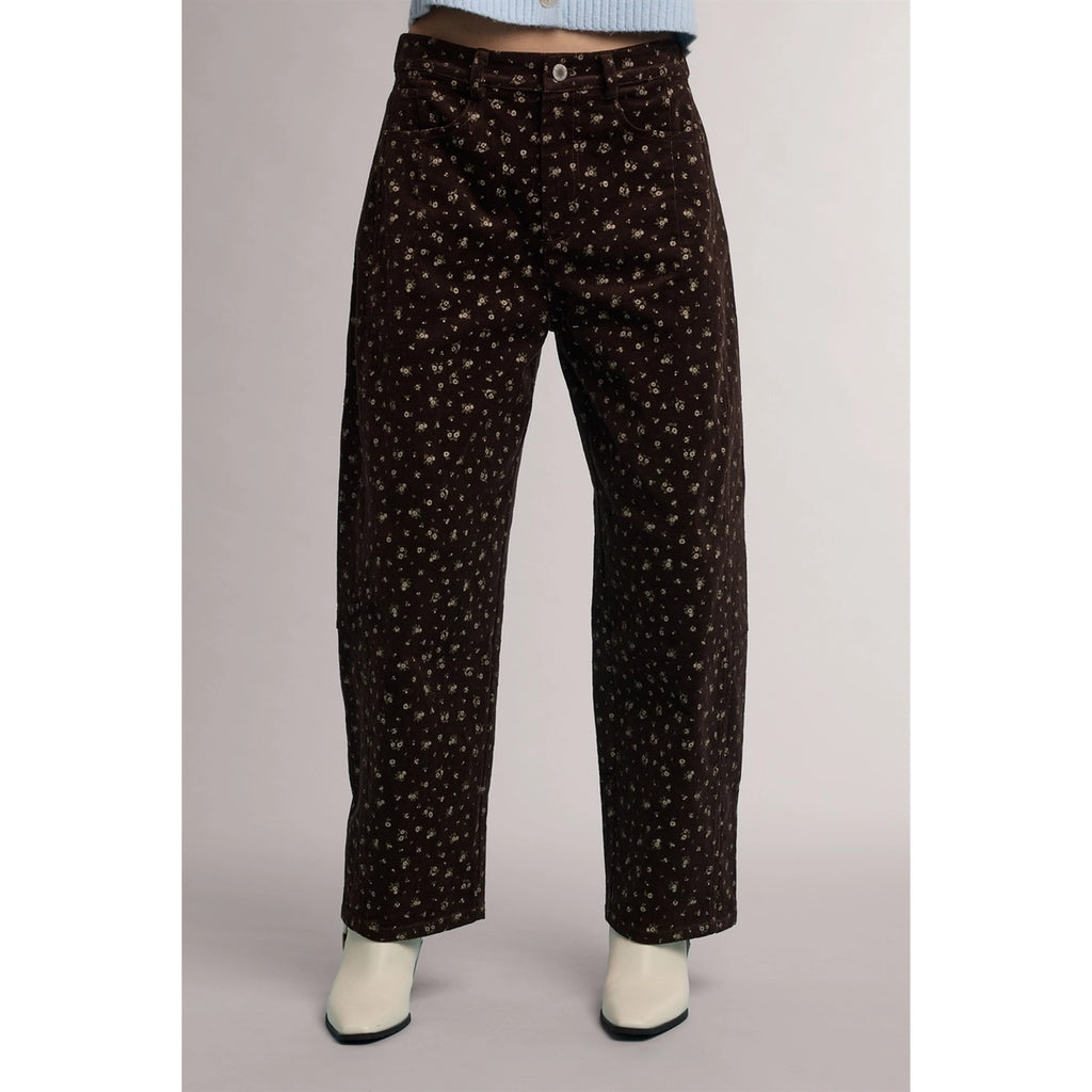 Wishlist Apparel floral print corduroy wide leg pants