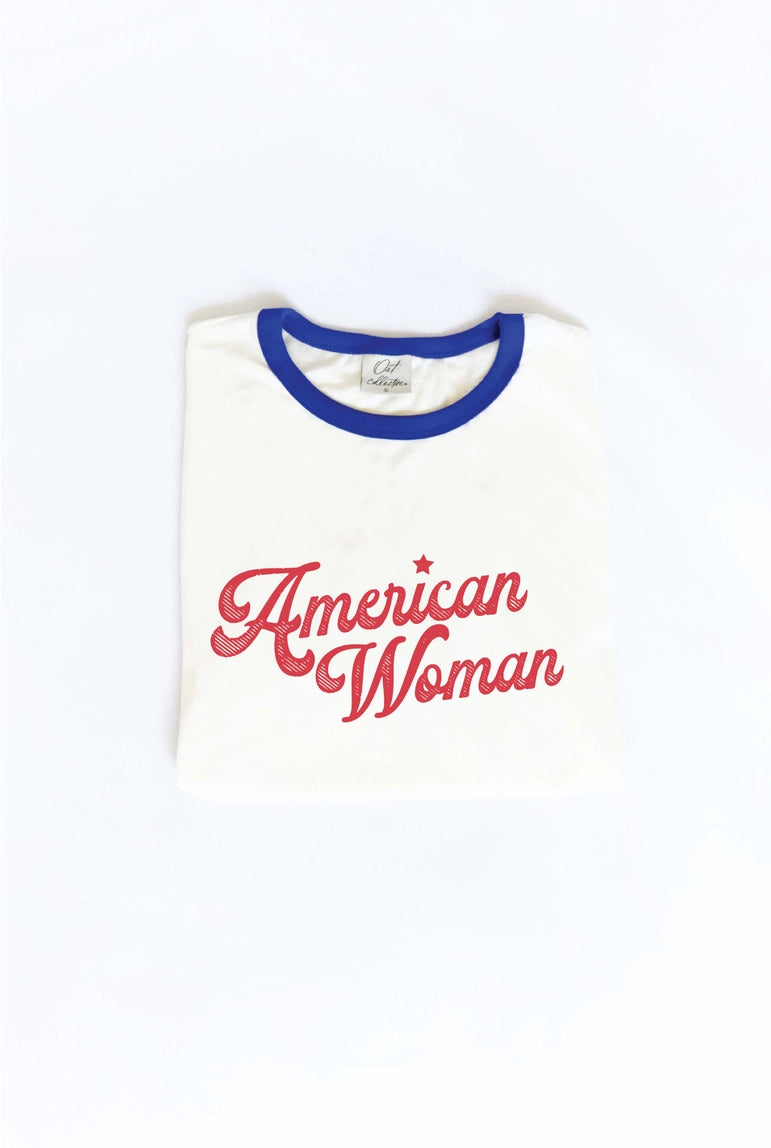 Oat Collective American woman ringer tee