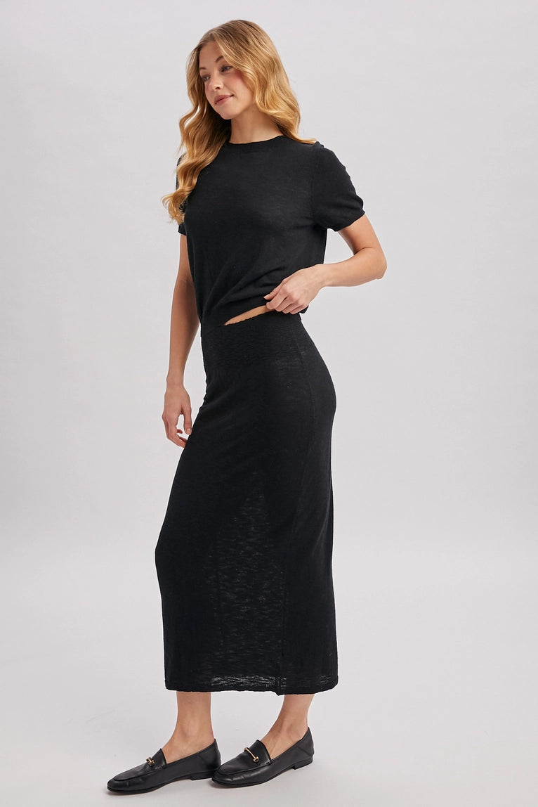 Bluivy crew neck knit Tee & maxi skirt set