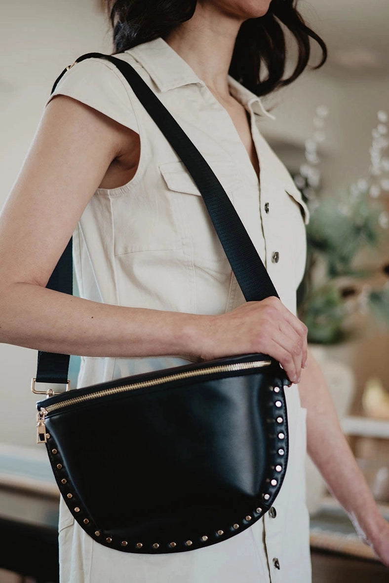Katydid gold-studded crossbody bag