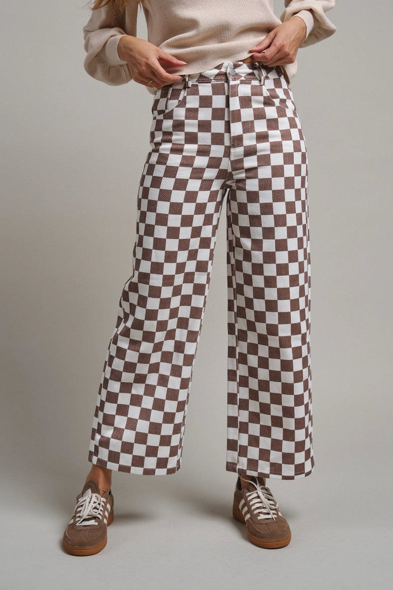 Urban Daizy checker print wide leg pants
