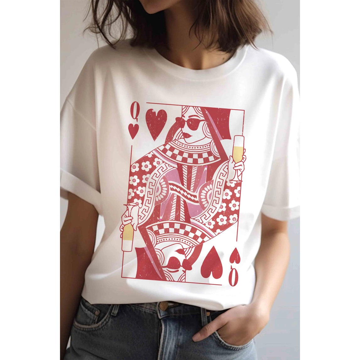Blume & Co champagne queen of hearts oversized graphic tee