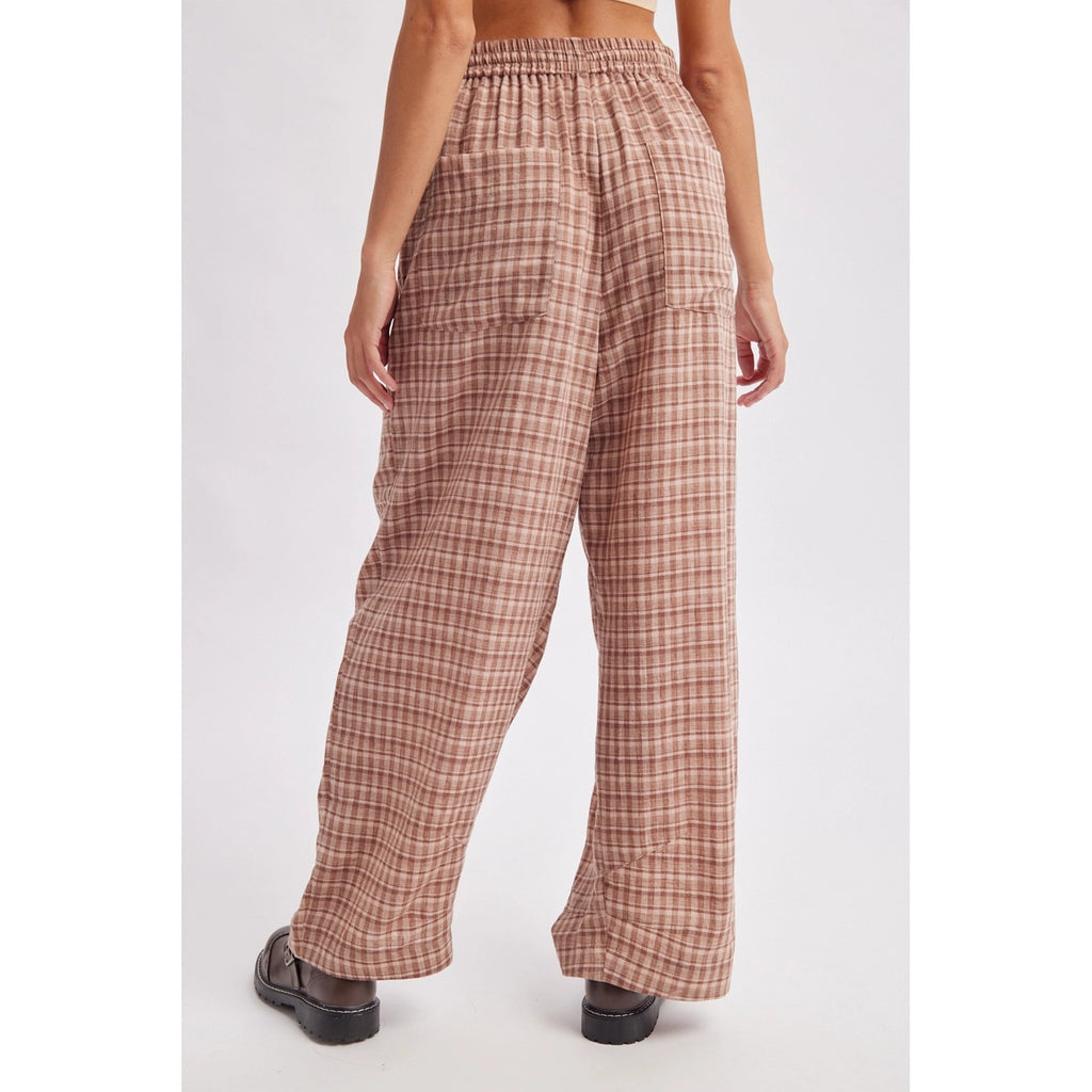 Wishlist Apparel plaid wide leg pleated pants