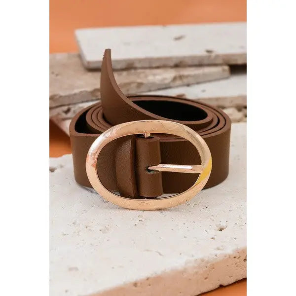 Josslyn classic oval buckle leather belt