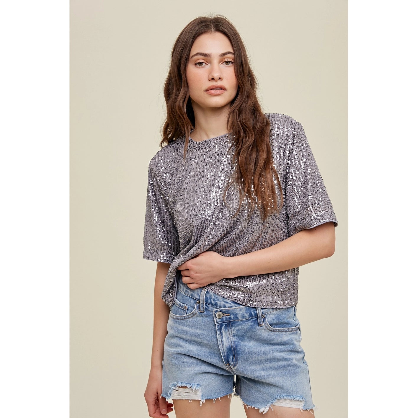 Wishlist Apparel sequin boxy top