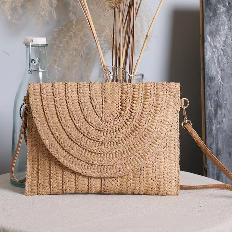 Hidden Brand straw messenger bag