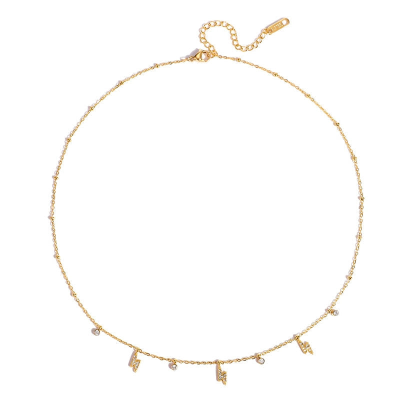 Kismet dainty crystal lightning bolt necklace